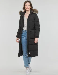 Discount Superdry - EVEREST LONGLINE PUFFER COAT Noir