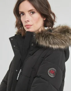 Discount Superdry - EVEREST LONGLINE PUFFER COAT Noir