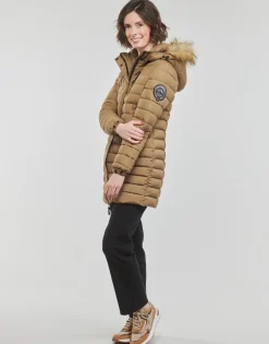 Clearance Superdry - FUJI HOODED MID LENGTH PUFFER Marron