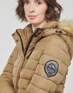 Clearance Superdry - FUJI HOODED MID LENGTH PUFFER Marron