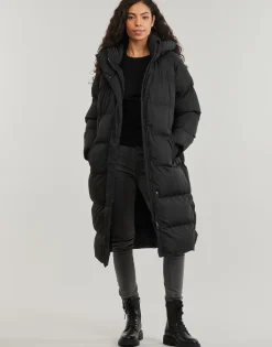 Superdry - LONGLINE HOODED PUFFER COAT Noir Clearance