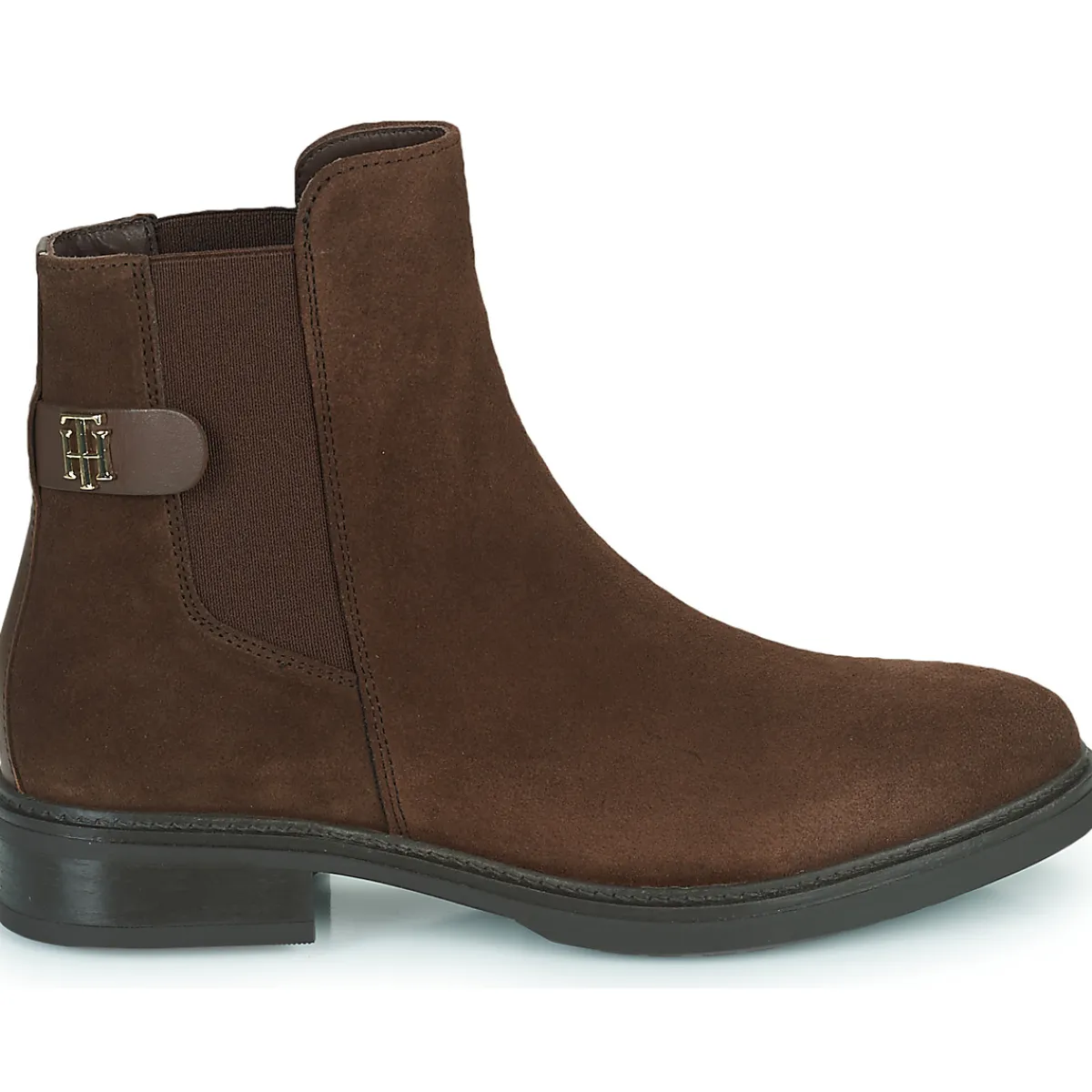 Tommy Hilfiger - Coin Suede Flat Boot Marron Outlet