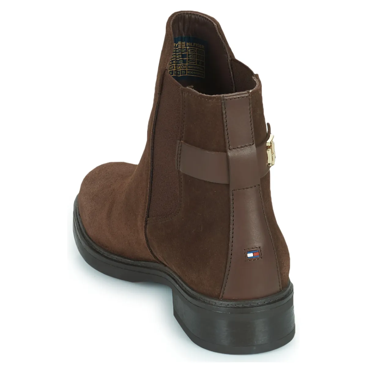 Tommy Hilfiger - Coin Suede Flat Boot Marron Outlet