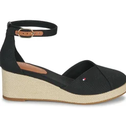 Tommy Hilfiger - FLAG CLOSED TOE MID WEDGE ESPAD Noir Outlet