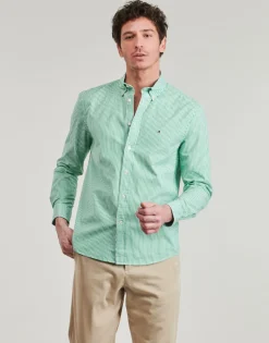 Tommy Hilfiger - FLEX POPLIN CLASSIC STP RF SHIRT Vert