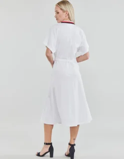 Tommy Hilfiger - GBL STP FLARE MIDI POLO DRESS SS Blanc