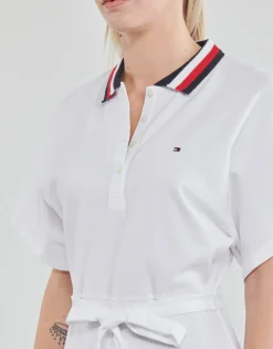 Tommy Hilfiger - GBL STP FLARE MIDI POLO DRESS SS Blanc