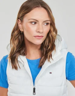 Tommy Hilfiger - LW PADDED GLOBAL STRIPE VEST Blanc Discount
