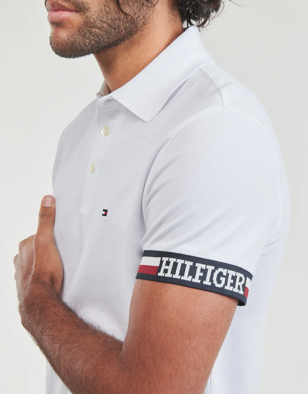 Tommy Hilfiger - MONOTYPE FLAG CUFF SLIM FIT POLO Blanc Hot