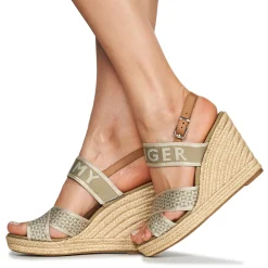 Hot Tommy Hilfiger - TOMMY WEBBING HIGH WEDGE SANDAL Kaki