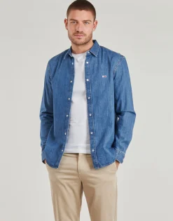 Hot Tommy Jeans - RGLR FIT SHIRT MID BLUE Bleu
