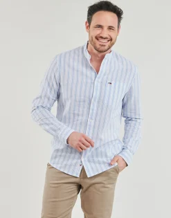 Clearance Tommy Jeans - TJM MAO STRIPE LINEN BLEND SHIRT