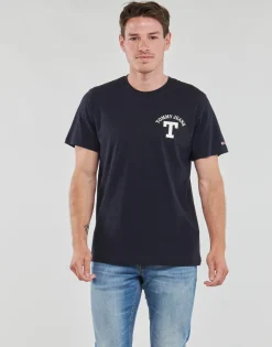 New Tommy Jeans - TJM REG CURVED LETTERMAN TEE Marine