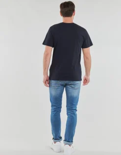 New Tommy Jeans - TJM REG CURVED LETTERMAN TEE Marine