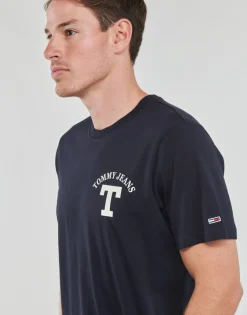 New Tommy Jeans - TJM REG CURVED LETTERMAN TEE Marine