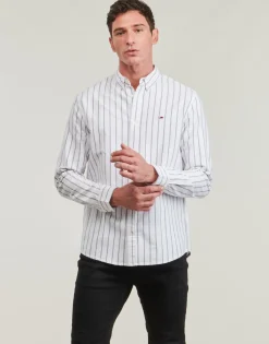Sale Tommy Jeans - TJM REG OXFORD STRIPE SHIRT Blanc