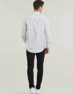 Sale Tommy Jeans - TJM REG OXFORD STRIPE SHIRT Blanc