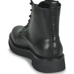 Discount Tommy Jeans - TJW LACE UP FLAT BOOT Noir