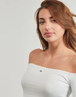 Tommy Jeans - TJW SLIM ESSENTIAL BOAT NECK LS Blanc Sale